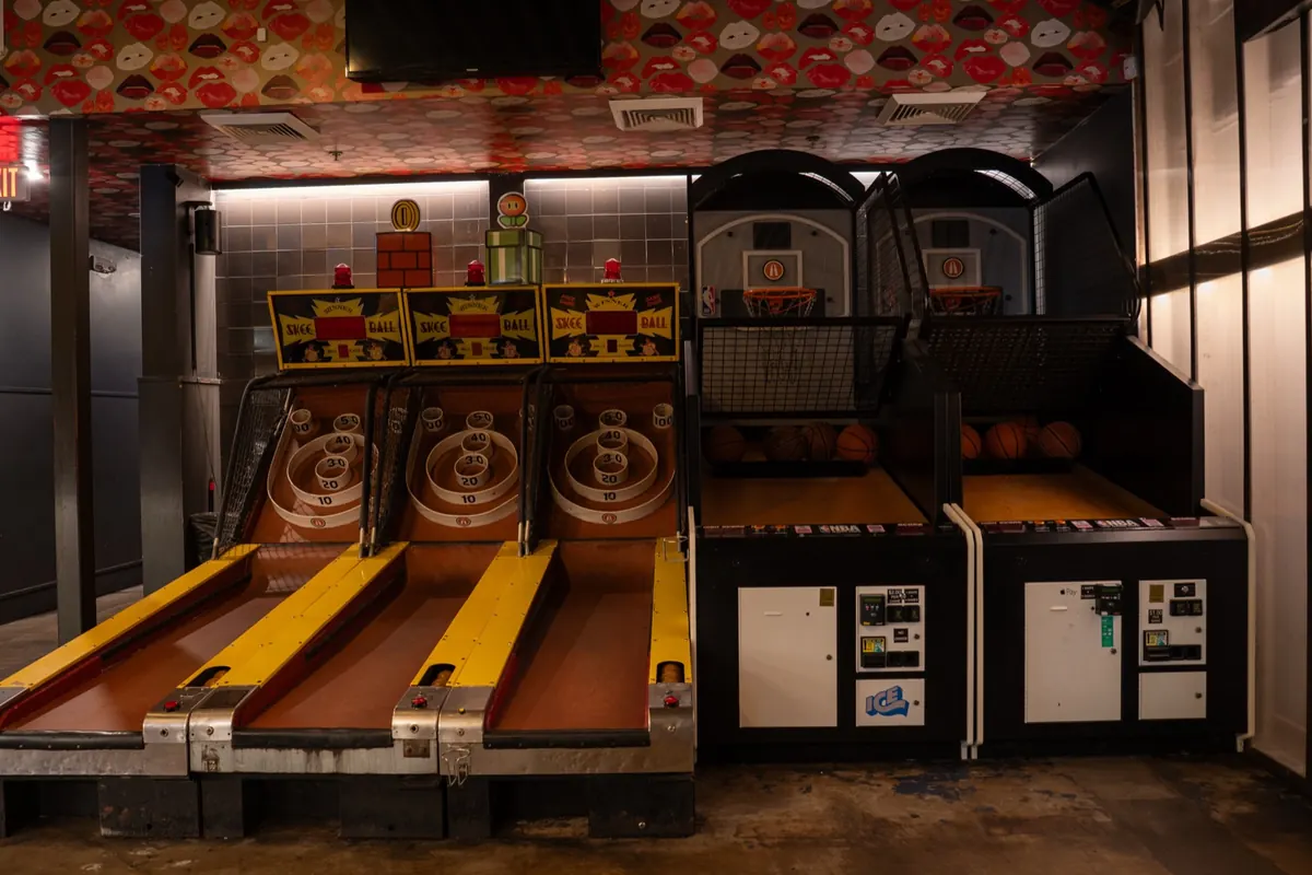 Austin barcade venue interior after cleaning